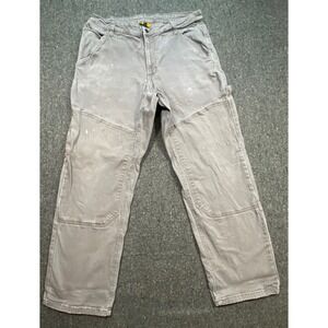 CAT Workwear Men 38x30 Grey Utility Carpenter Double Knee Pants Distressed